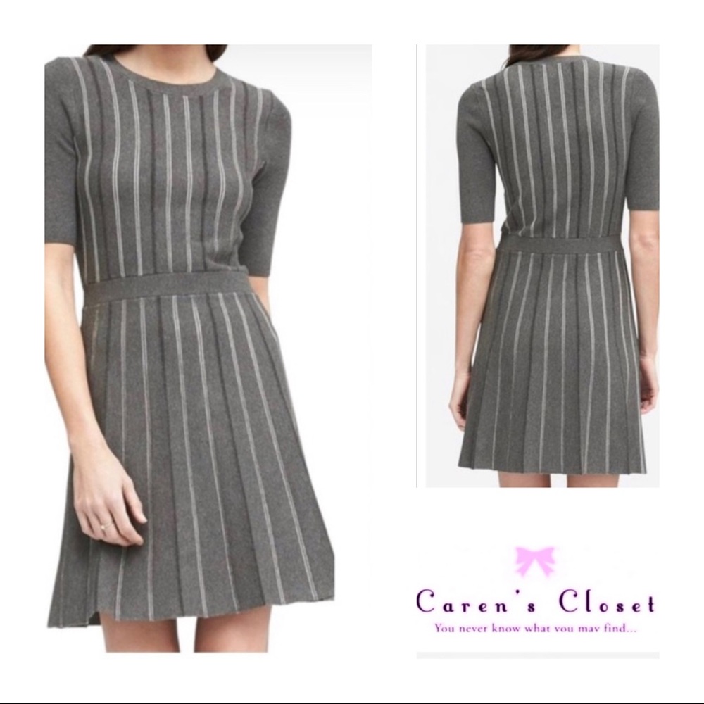Banana Republic Grey Striped Knit Dress